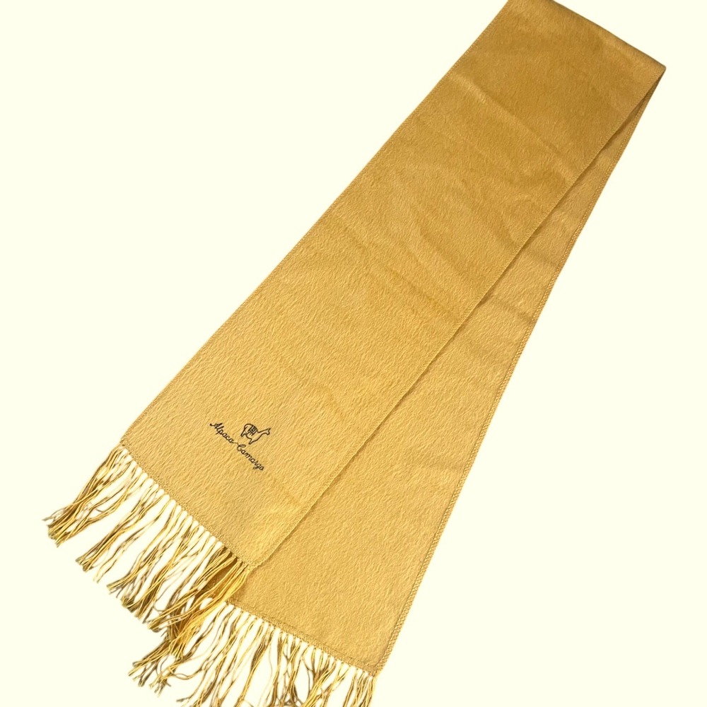 Alpaca Camargo Scarf One Size Yellow Super Soft Fringe Embroidered Made in Peru